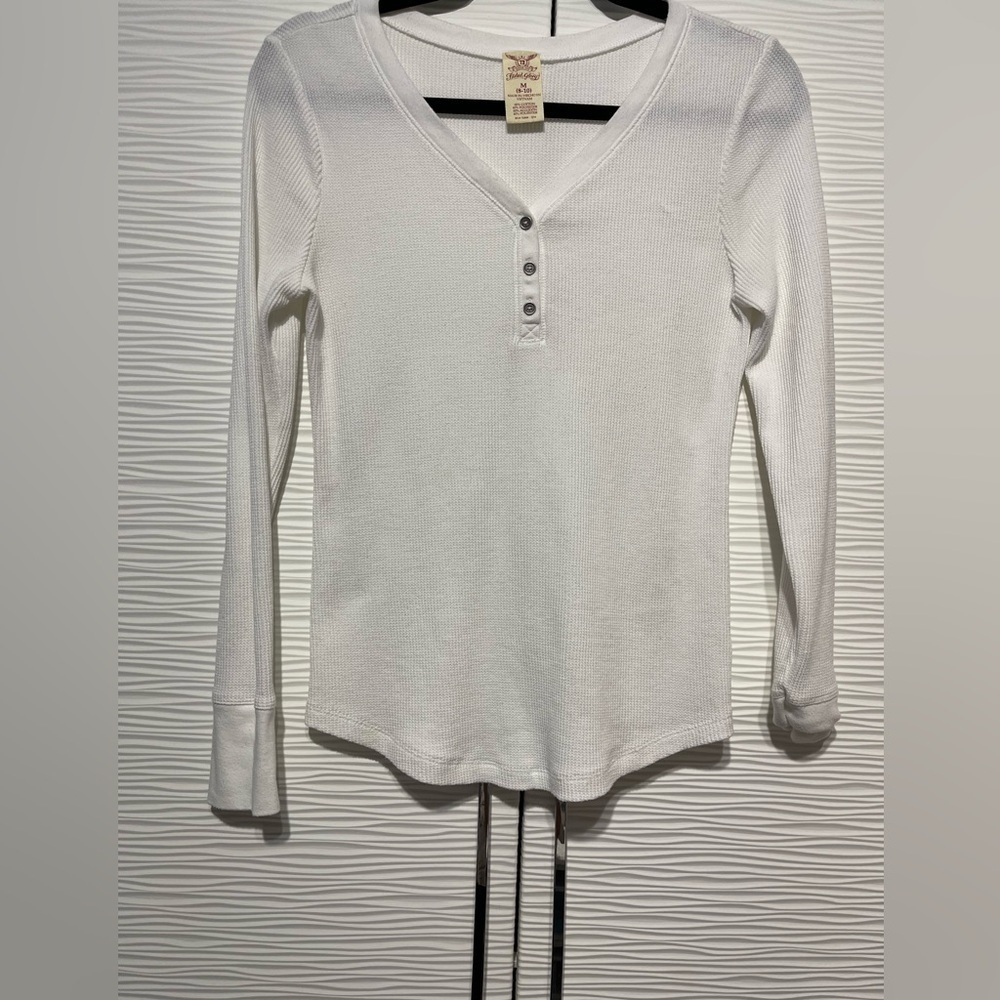 FADED GLORY SIZE M WHITE THERMAL LONG SLEEVED T-SHIRT